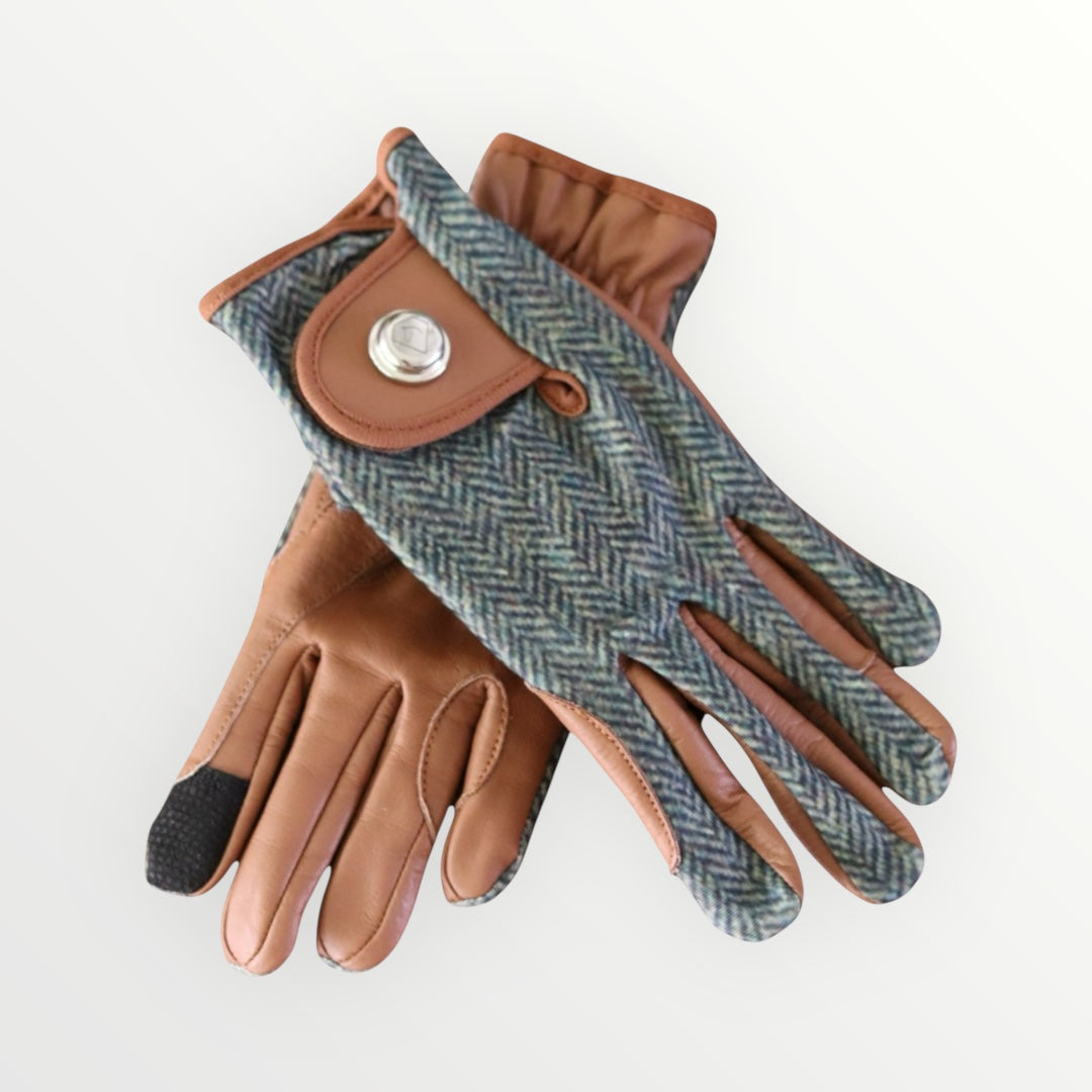 GREEN CHECK AND TAN GLOVES